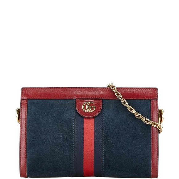 Gucci leather suede bag Navy chain crossbody Blue Ophidia shoulder - Picture 1 of 11